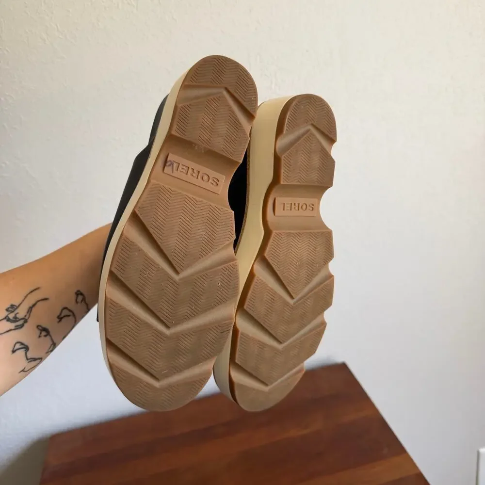 Sorel Joanie IV Slide Wedge Sandal Navy Blue Leather Platform Slip On Womens 9.5 - Picture 5 of 7